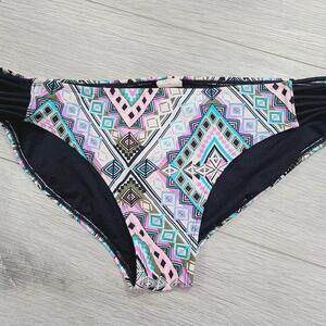 OP Swimsuit Bottom Only Large 11-13 Black Aztec Strappy